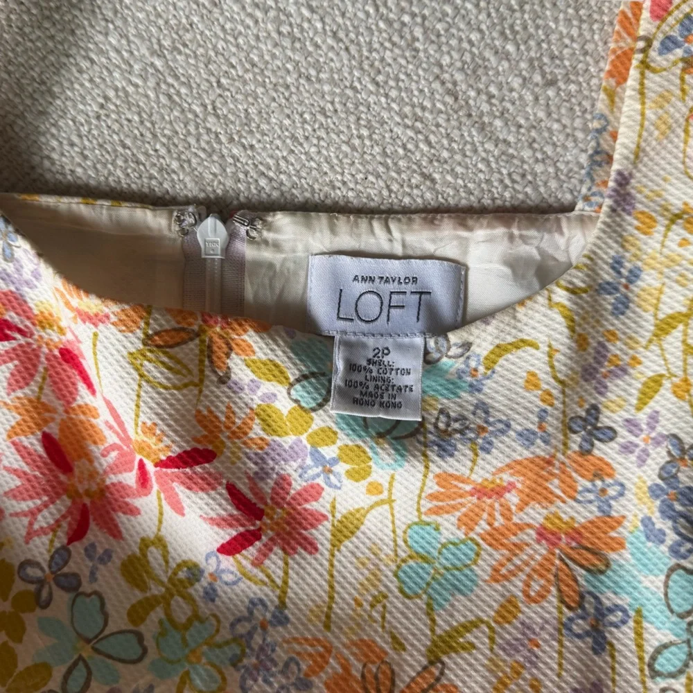 Ann Taylor Loft Vintage Floral Mini Dress Square Neck 2P - Picture 3 of 4